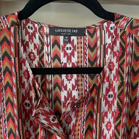 Lafayette 148 New York Coleen 100% Silk Kilim Print Maxi Dress Size 14 - Picture 5 of 8